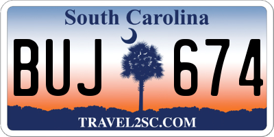 SC license plate BUJ674