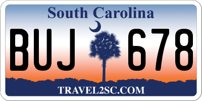 SC license plate BUJ678