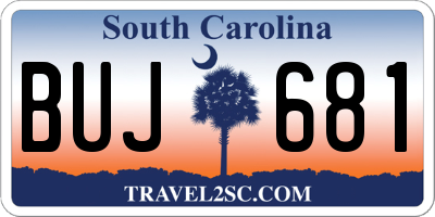 SC license plate BUJ681