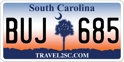 SC license plate BUJ685