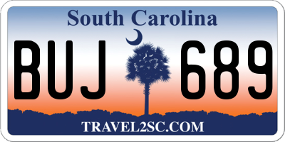 SC license plate BUJ689