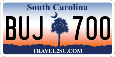 SC license plate BUJ700
