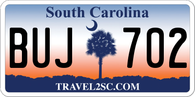 SC license plate BUJ702