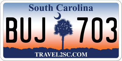 SC license plate BUJ703