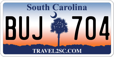 SC license plate BUJ704