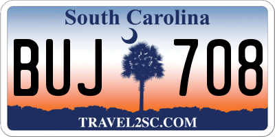 SC license plate BUJ708
