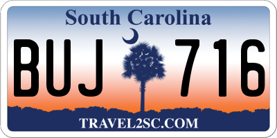 SC license plate BUJ716
