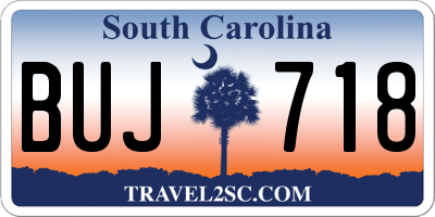 SC license plate BUJ718