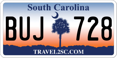 SC license plate BUJ728