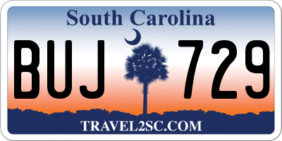 SC license plate BUJ729