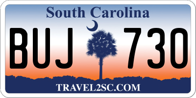 SC license plate BUJ730