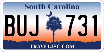SC license plate BUJ731