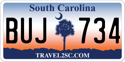 SC license plate BUJ734