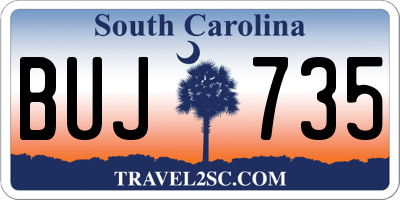 SC license plate BUJ735