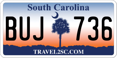SC license plate BUJ736
