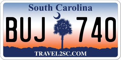 SC license plate BUJ740