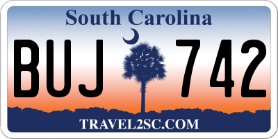 SC license plate BUJ742