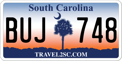 SC license plate BUJ748