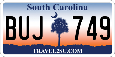 SC license plate BUJ749