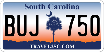 SC license plate BUJ750