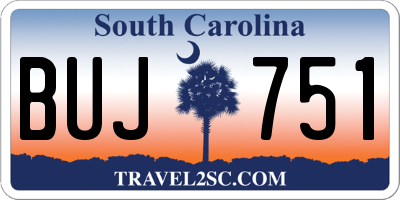 SC license plate BUJ751