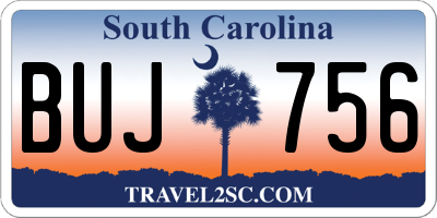 SC license plate BUJ756