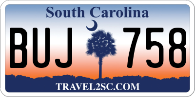 SC license plate BUJ758