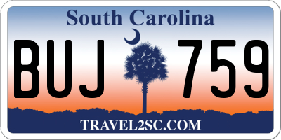 SC license plate BUJ759