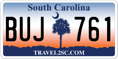 SC license plate BUJ761