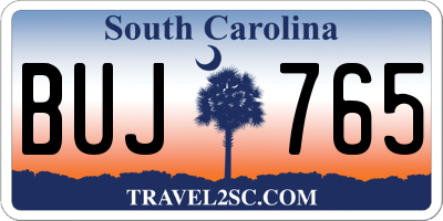 SC license plate BUJ765