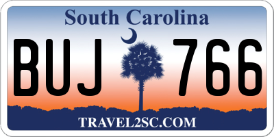 SC license plate BUJ766
