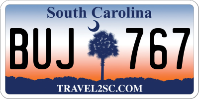 SC license plate BUJ767