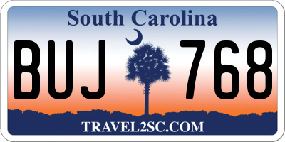SC license plate BUJ768