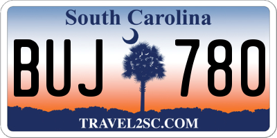 SC license plate BUJ780
