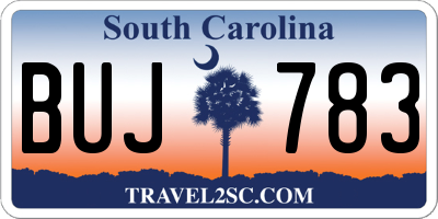 SC license plate BUJ783