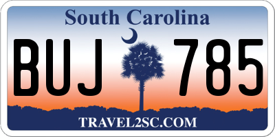 SC license plate BUJ785