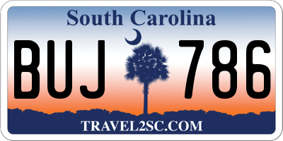 SC license plate BUJ786