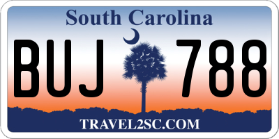 SC license plate BUJ788