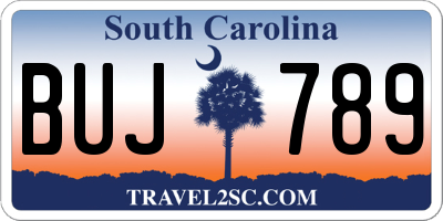 SC license plate BUJ789