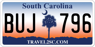 SC license plate BUJ796