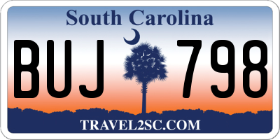SC license plate BUJ798