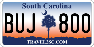 SC license plate BUJ800