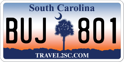 SC license plate BUJ801