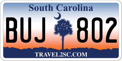 SC license plate BUJ802