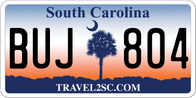 SC license plate BUJ804