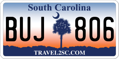 SC license plate BUJ806