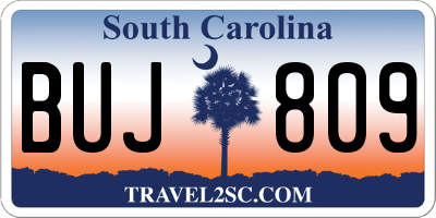 SC license plate BUJ809