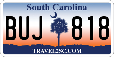 SC license plate BUJ818