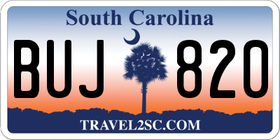 SC license plate BUJ820