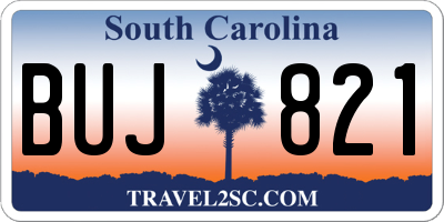 SC license plate BUJ821